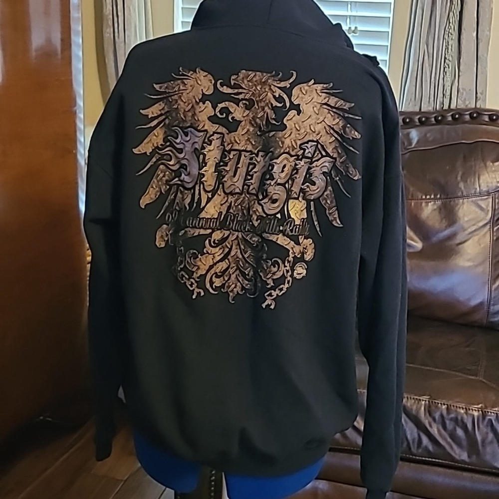 Sturgis 69th Black Hills Rally " Graphic Hoodie" Black/gold.sz XL.(#1571)VGC.